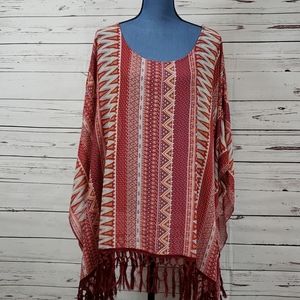 Plus Size Red Tassel Hem Massini Komono